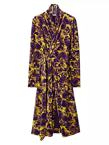 Floral Cotton-Blend Robe Midi-Dress
