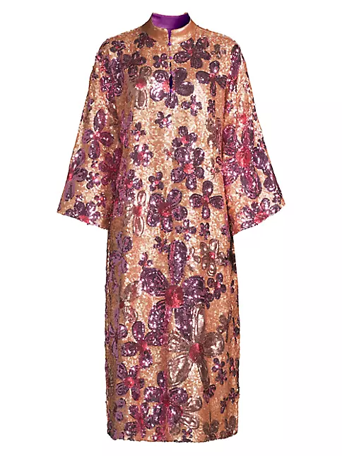 Shop La Vie Style House Daisy Sequin Caftan Maxi Dress | Saks Fifth Avenue