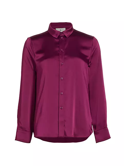 Shop 7 For All Mankind Satin Button-Up Shirt | Saks Fifth Avenue