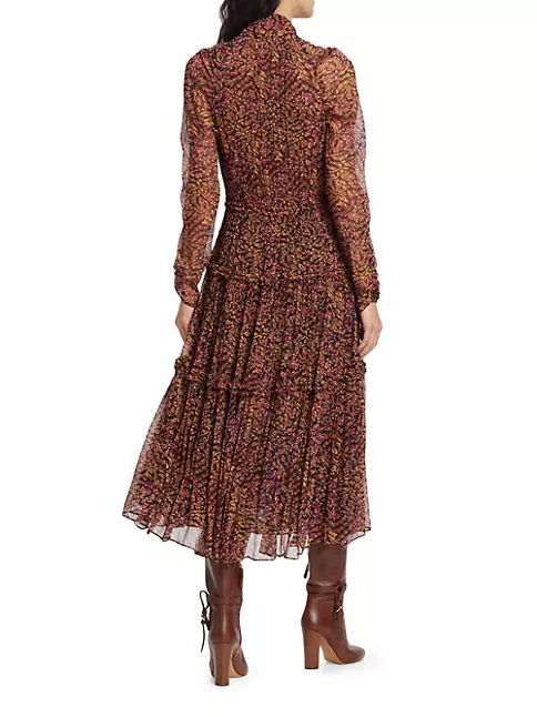 Shop Ulla Johnson Idalia Chiffon Midi-Dress | Saks Fifth Avenue