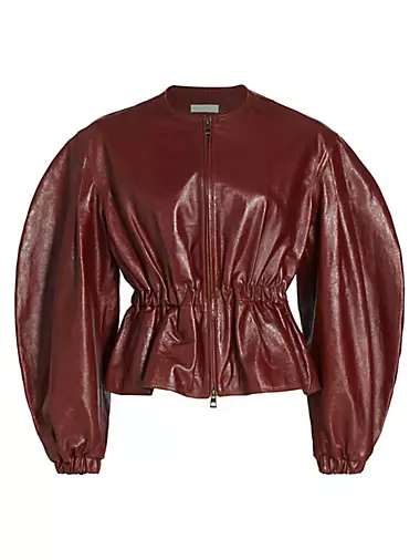Briar Balloon-Sleeve Leather Jacket