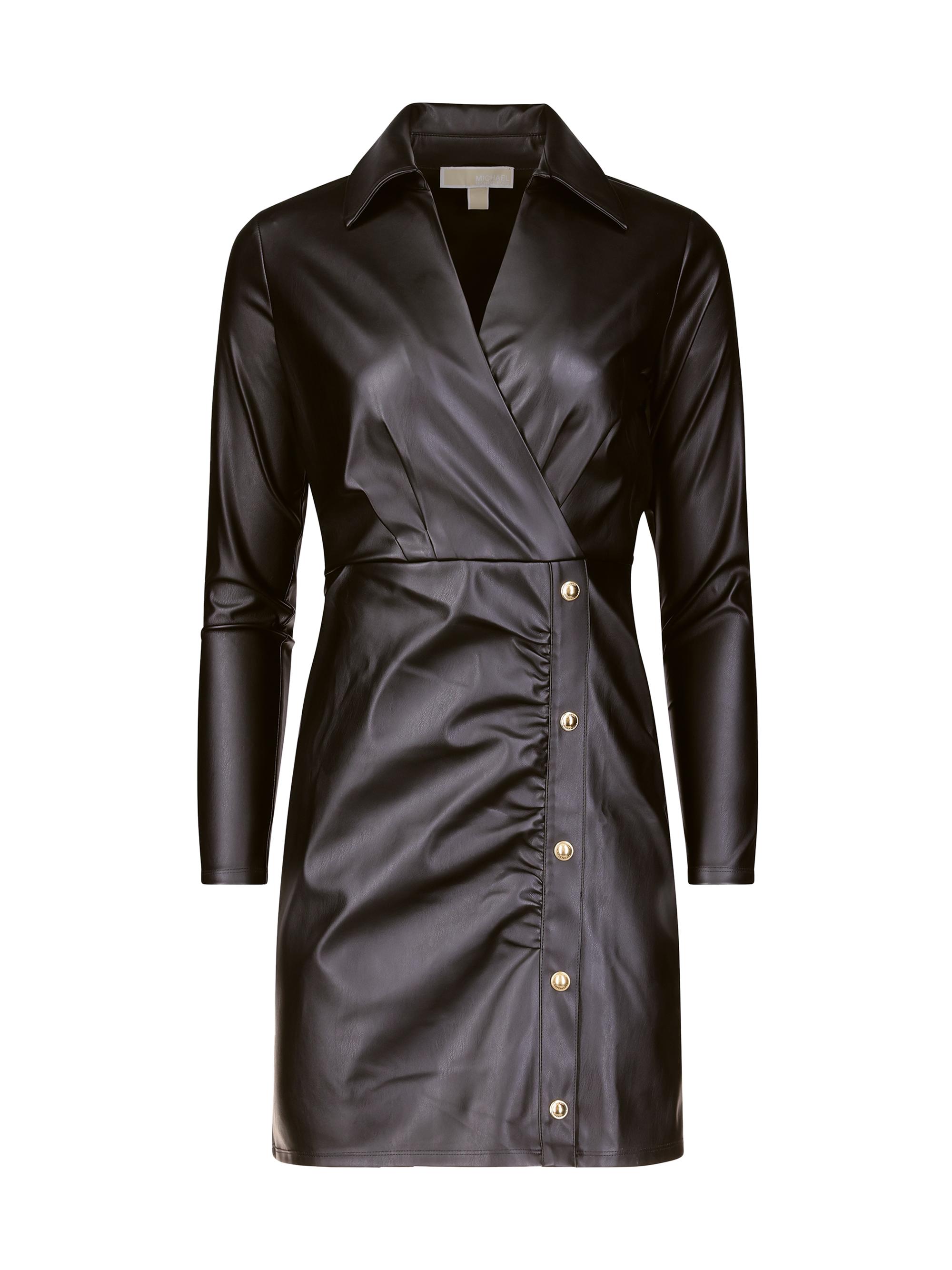 Michael Kors Women's Plus Mini Dress Faux Wrap Contrast Trim Black Size 2X