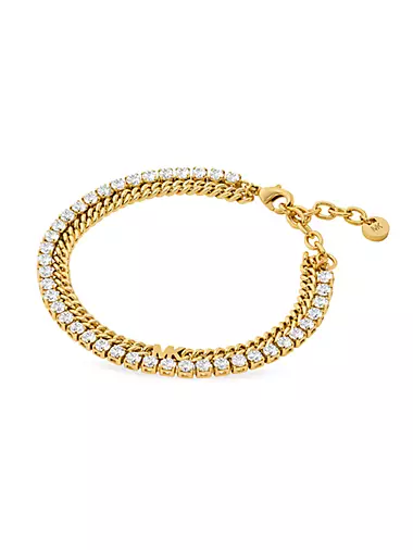 14K-Gold-Plated & Cubic Zirconia Double-Strand Tennis Bracelet