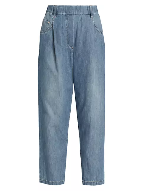 Shop Brunello Cucinelli Pleated Denim Jeans   Saks Fifth Avenue