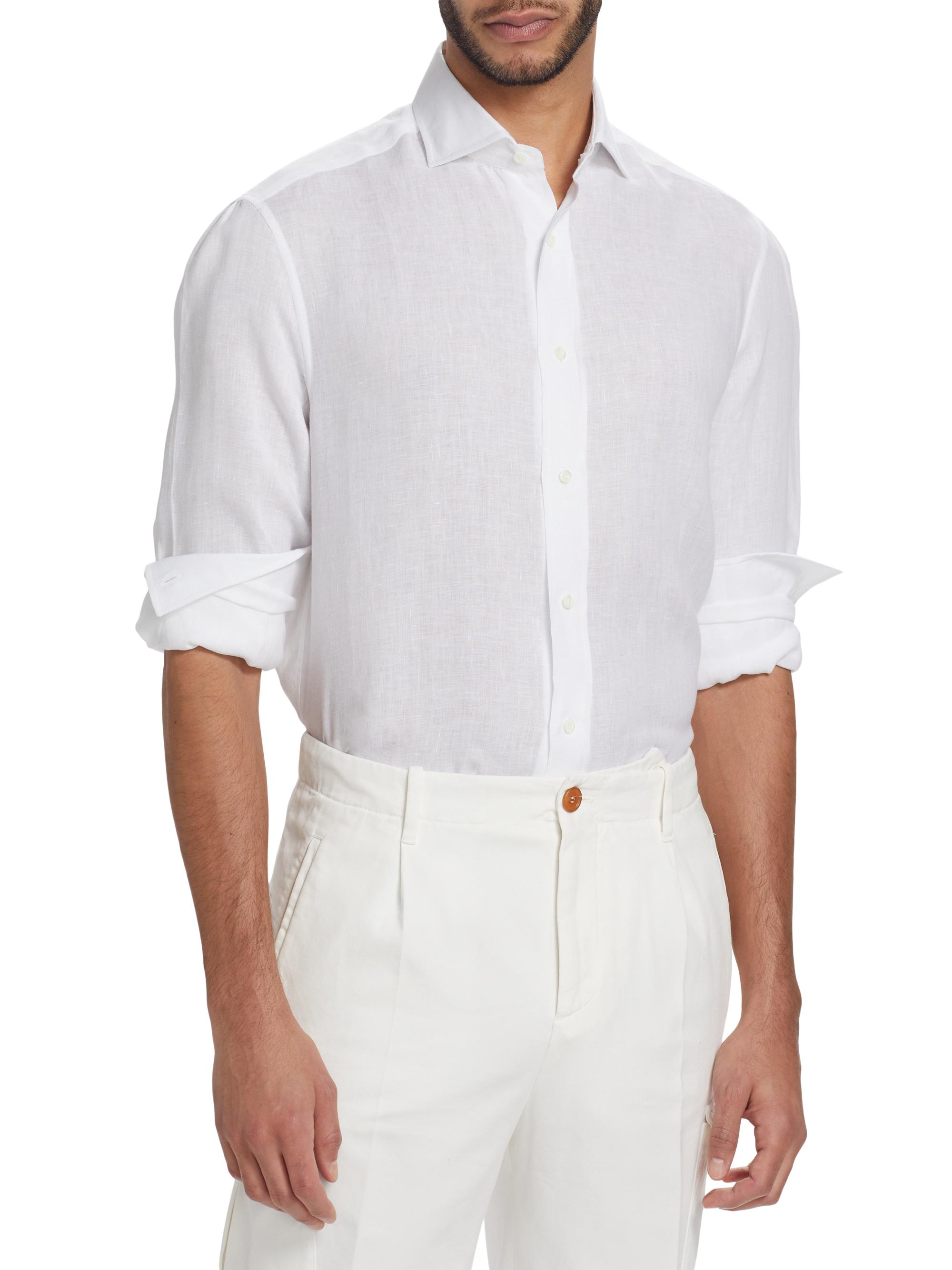 Linen Button-Front Shirt