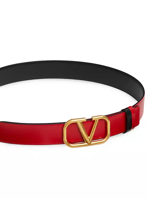 Shop Valentino Garavani Reversible Vlogo Signature Belt In Glossy ...