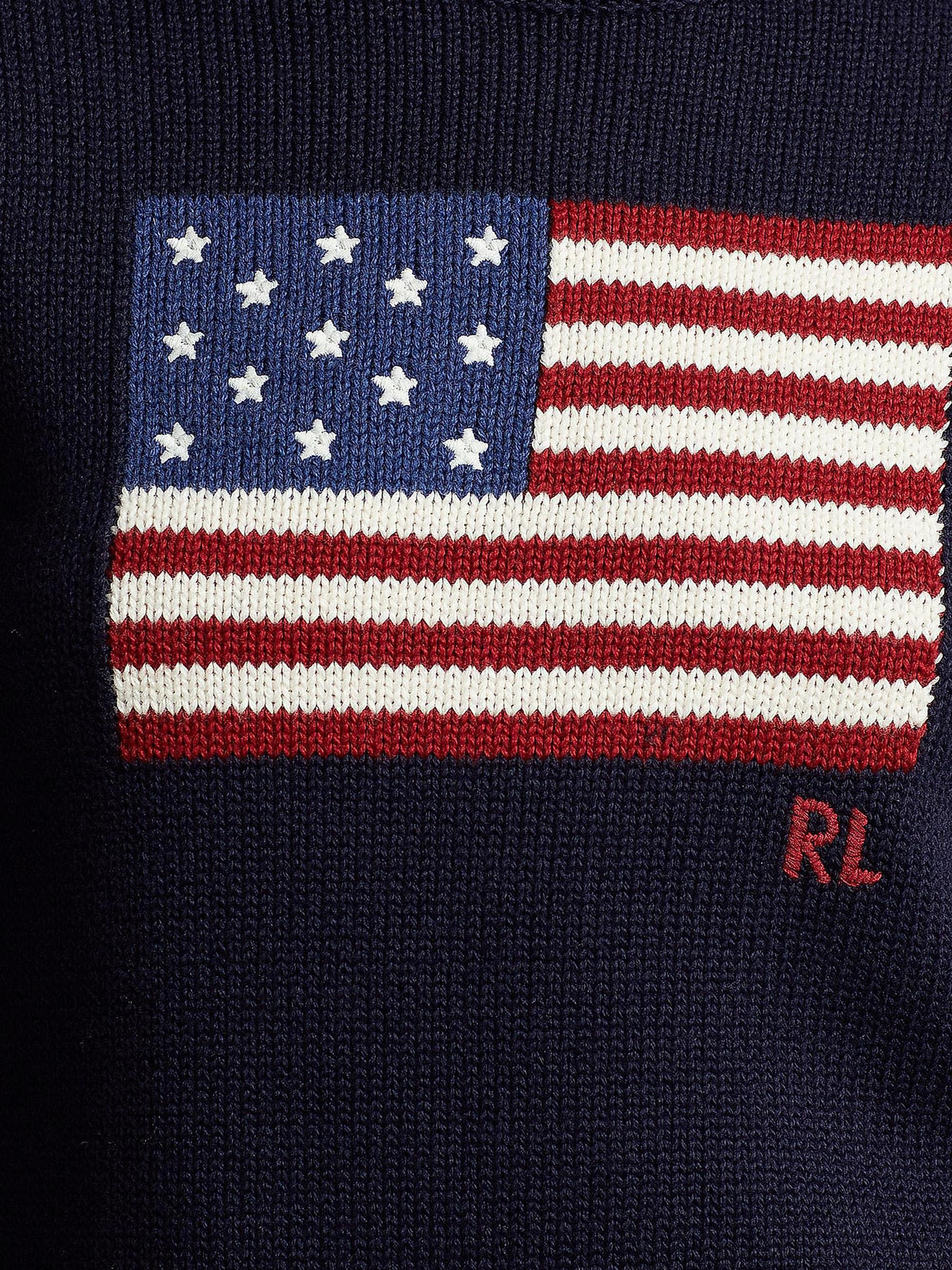 Shop Polo Ralph Lauren Flag Cotton Crewneck Sweater | Saks Fifth Avenue