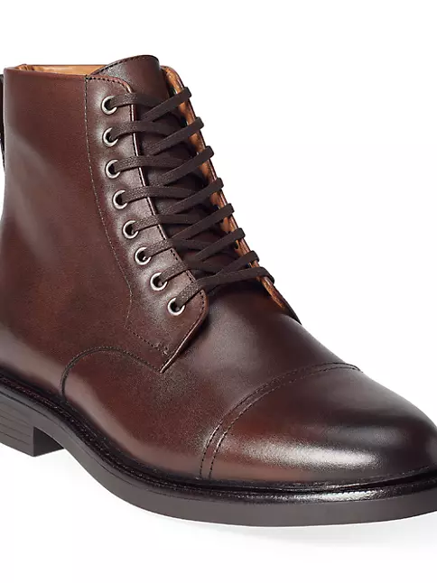 Shop Polo Ralph Lauren Asher Leather Lace-Up Boots | Saks Fifth Avenue