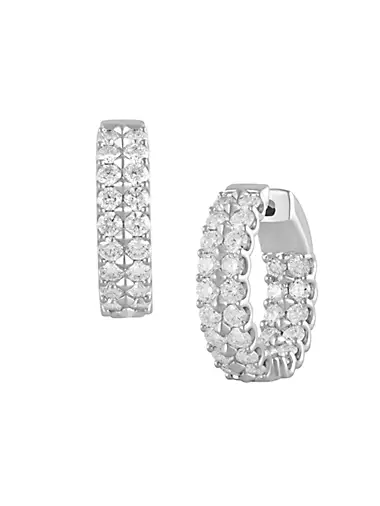 14K White Gold & 5 TCW Natural Diamond Inside-Out Hoop Earrings