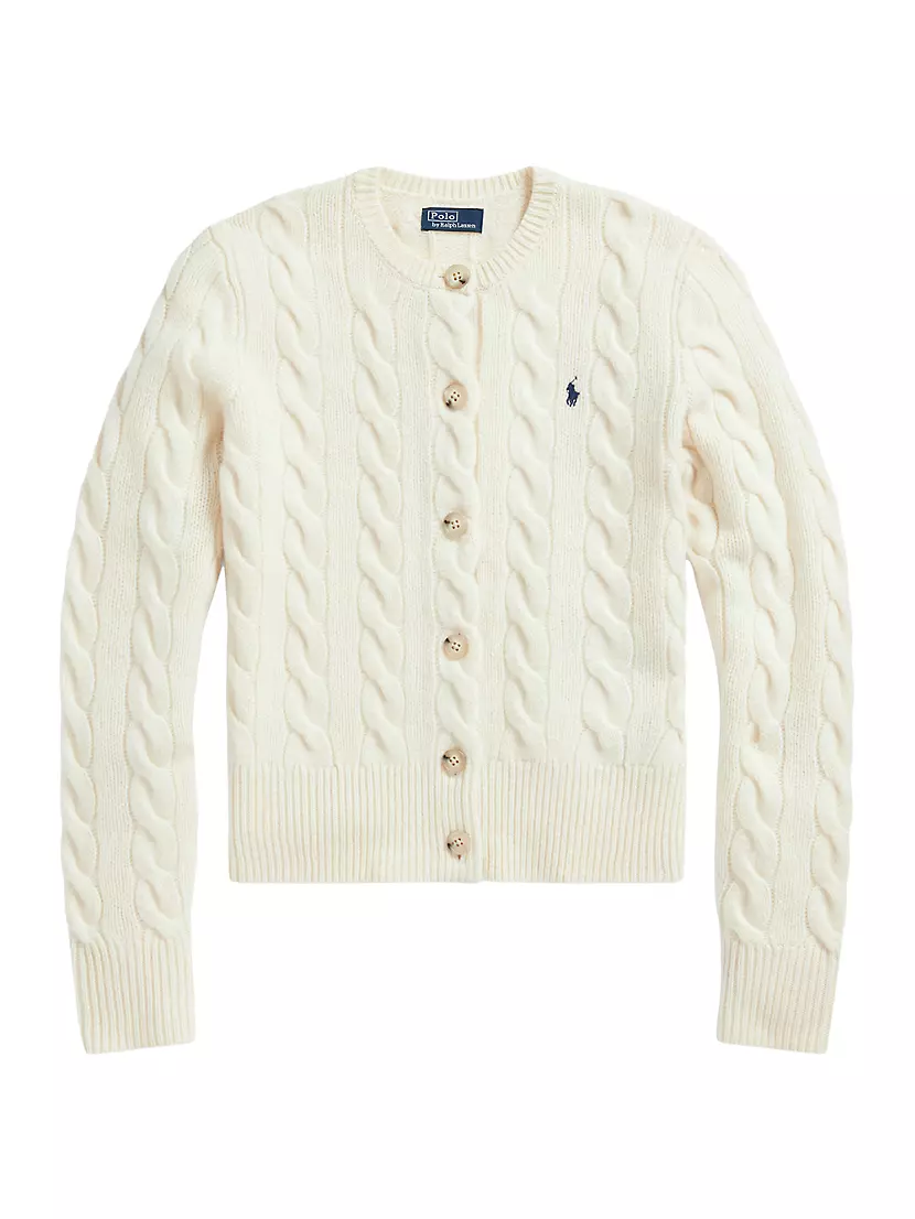 Shop Polo Ralph Lauren Wool-Blend Cable-Knit Cardigan | Saks Fifth Avenue