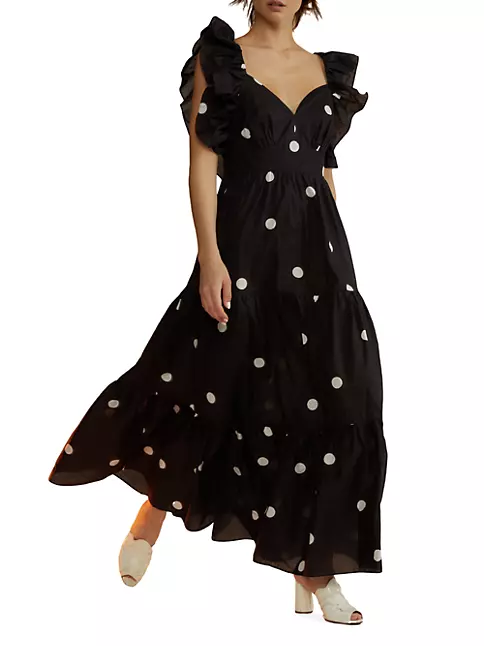 Shop Cynthia Rowley Polka Dot Silk Maxi Dress | Saks Fifth Avenue
