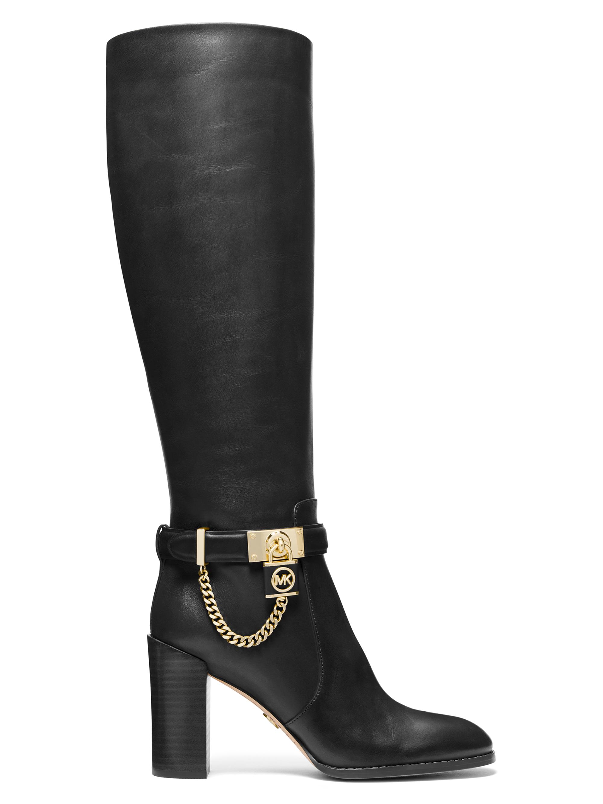 Shop MICHAEL Michael Kors Hamilton Luggage 89MM Leather Boots Saks