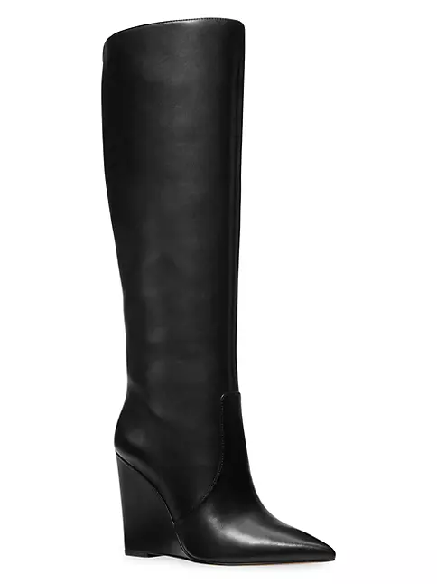Shop MICHAEL Michael Kors Isra 100MM Leather Wedge Boots | Saks Fifth ...