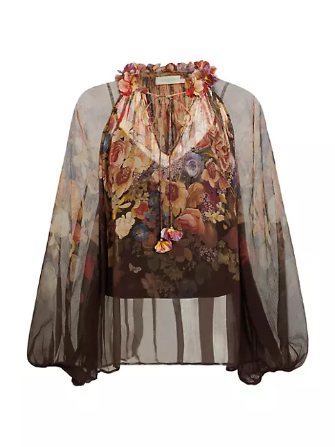 Shop Zimmermann Luminosity Floral Silk Blouse | Saks Fifth Avenue
