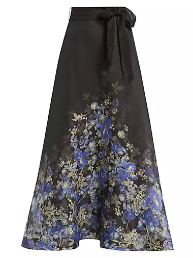 Lyrical Iris Linen & Silk-Blend Maxi Skirt