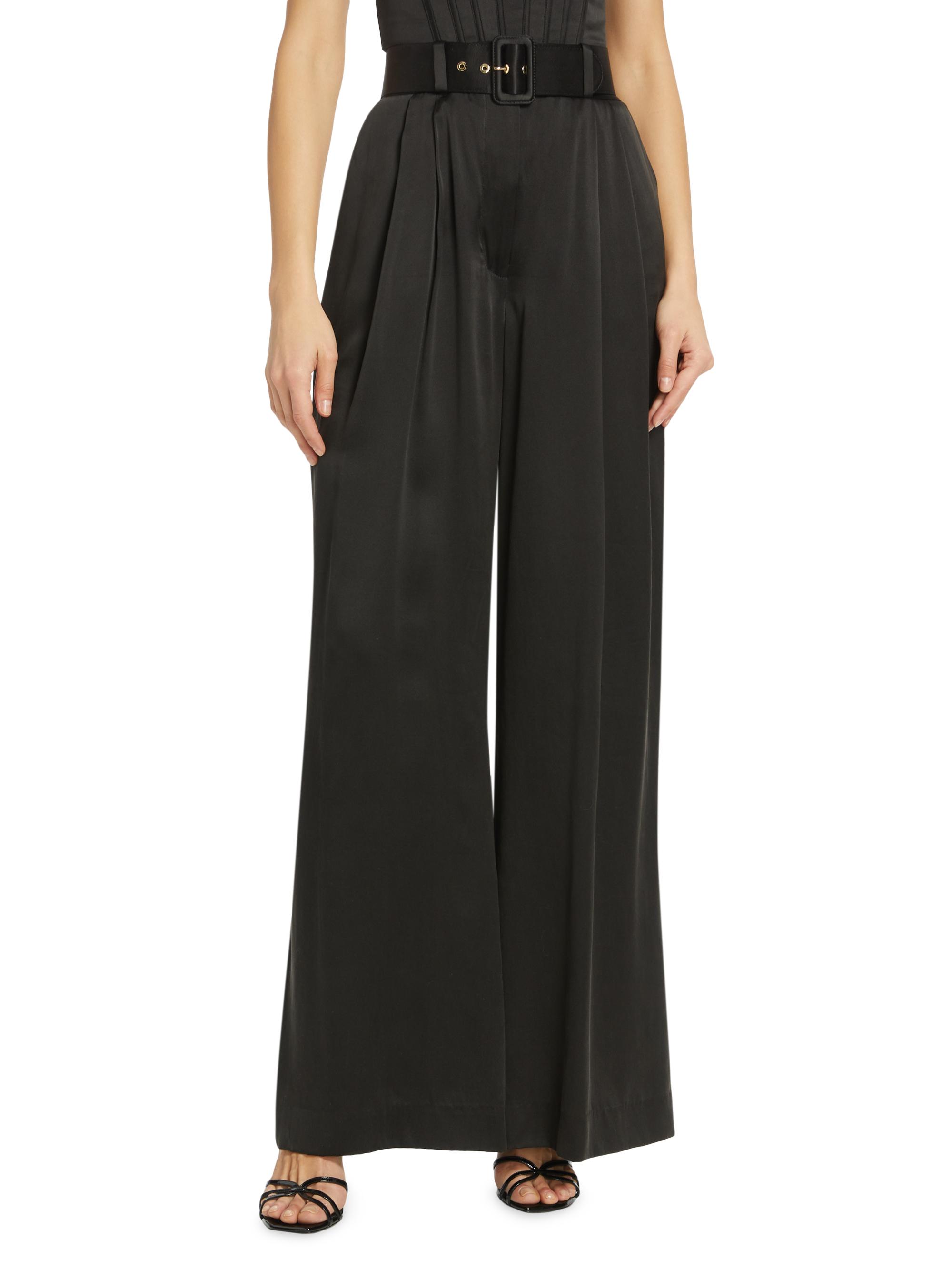 Black Silk Tie Wide Leg Pants 3257 main image 1