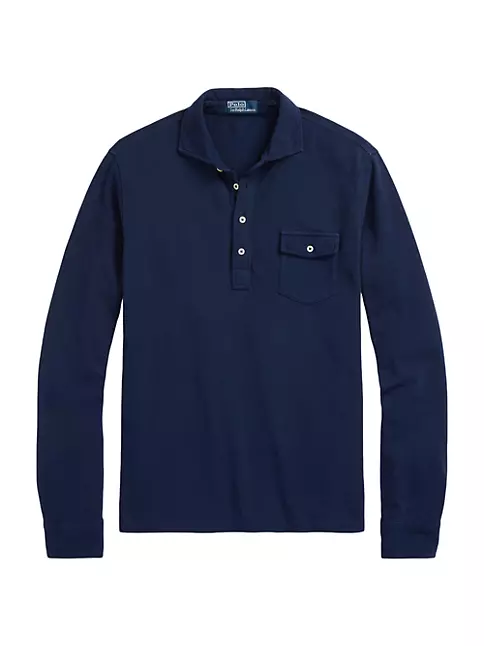 Shop Polo Ralph Lauren Mesh Long Sleeve Polo Shirt | Saks Fifth Avenue