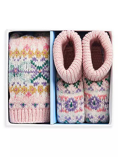 Baby Girl's Wool Fair Isle Gift Set