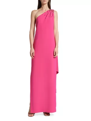 Shop Sachin & Babi Leslie Asymmetric Embellished Stretch Crepe Gown ...