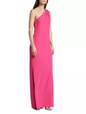 Shop Sachin & Babi Leslie Asymmetric Embellished Stretch Crepe Gown ...