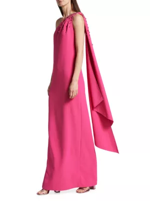 Shop Sachin & Babi Leslie Asymmetric Embellished Stretch Crepe Gown ...