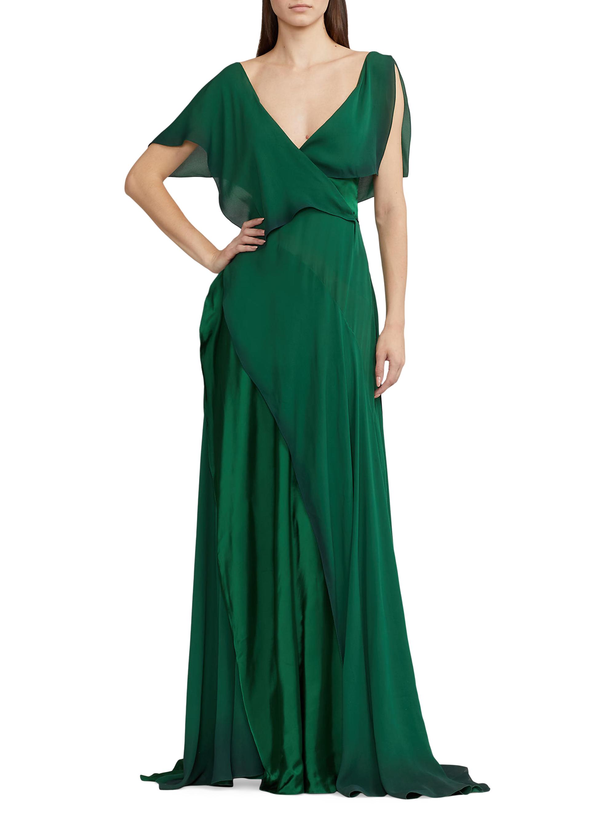 Shop Ralph Lauren Collection Draped Mulberry Silk Gown Saks