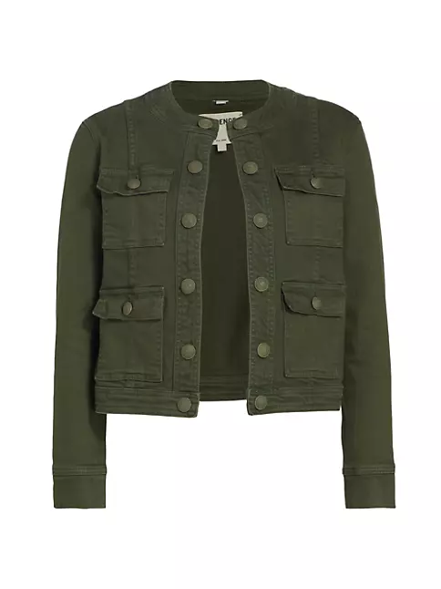Shop L'AGENCE Yari Denim Collarless Jacket | Saks Fifth Avenue