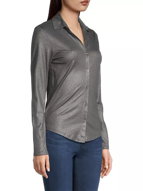 Shop Majestic Filatures Metallic Button-Front Shirt | Saks Fifth Avenue
