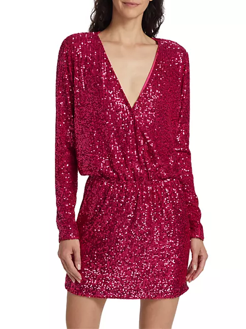Shop Ramy Brook Blair Sequin Wrap-Effect Minidress | Saks Fifth Avenue