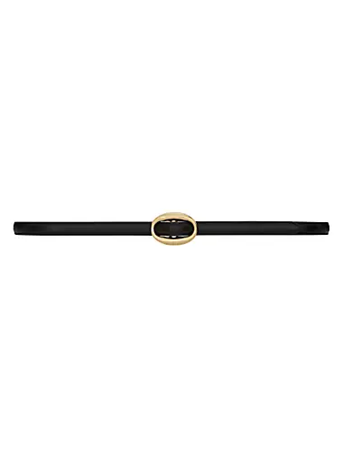 Oval Buckle Thin Belt In Smooth Leather