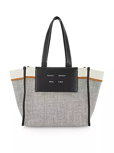 White Luxury Tote Bag Coated Canvas and Grey Leather Lulu | Delage