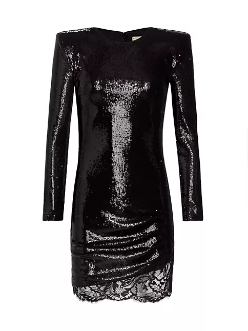 Shop L'AGENCE Alba Sequin Long-Sleeve Minidress | Saks Fifth Avenue