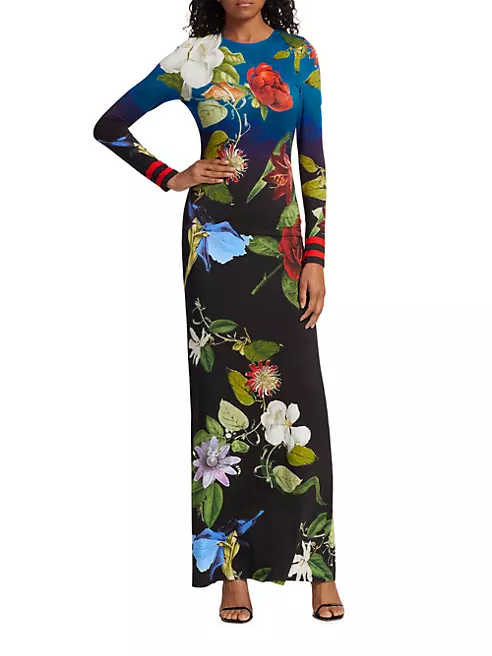 Shop Alice + Olivia Delora Floral Open Back Maxi Dress | Saks Fifth Avenue
