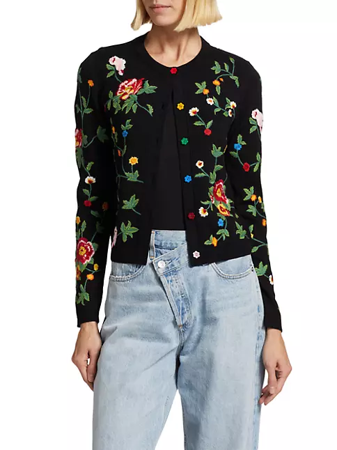Shop Alice + Olivia Ruthy Embroidered Cardigan | Saks Fifth Avenue