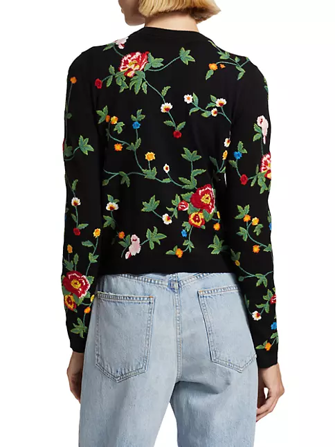 Shop Alice + Olivia Ruthy Embroidered Cardigan | Saks Fifth Avenue