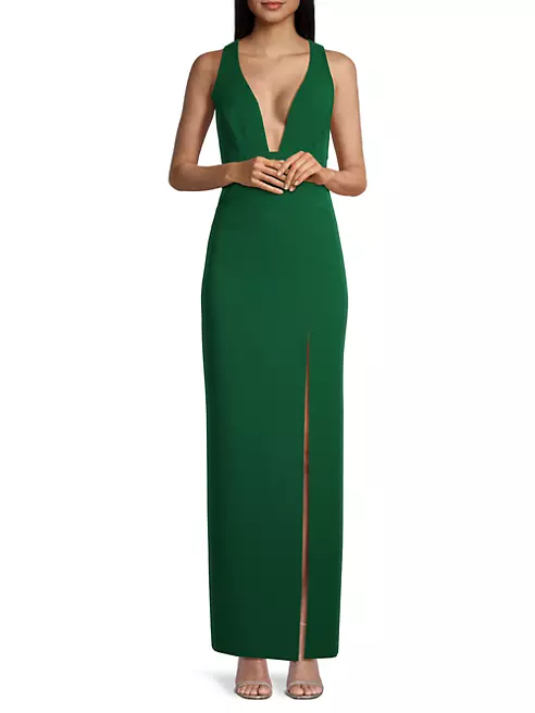 Shop Liv Foster V-neck Column Gown | Saks Fifth Avenue