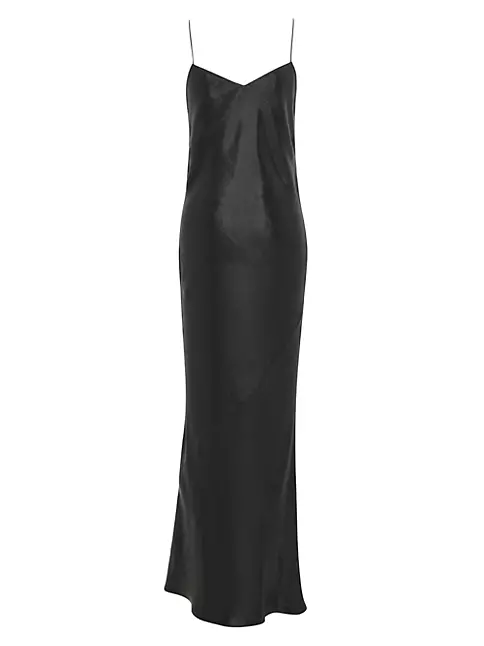 Shop Saint Laurent Long Cowlback Dress In Iridescent Satin | Saks Fifth ...