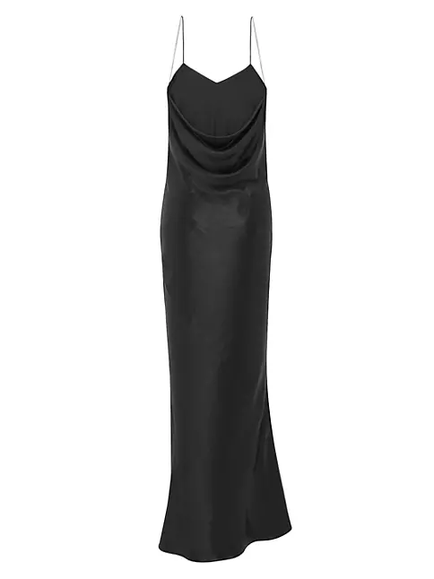 Shop Saint Laurent Long Cowlback Dress In Iridescent Satin | Saks Fifth ...