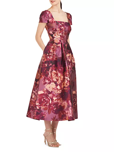 Shop Kay Unger Tierney Floral Tea-Length Dress | Saks Fifth Avenue