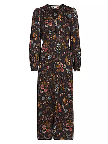 Terina Floral Silk-Blend Midi-Dress