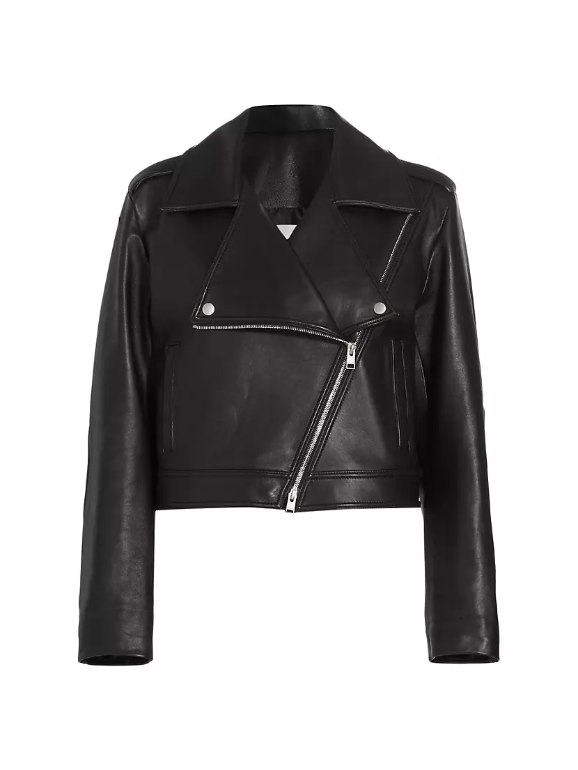 Shop Frame Leather Cropped Moto Jacket | Saks Fifth Avenue