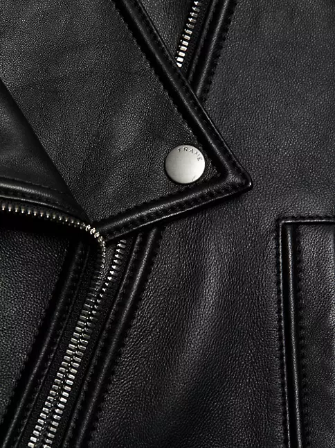 Shop Frame Leather Cropped Moto Jacket | Saks Fifth Avenue