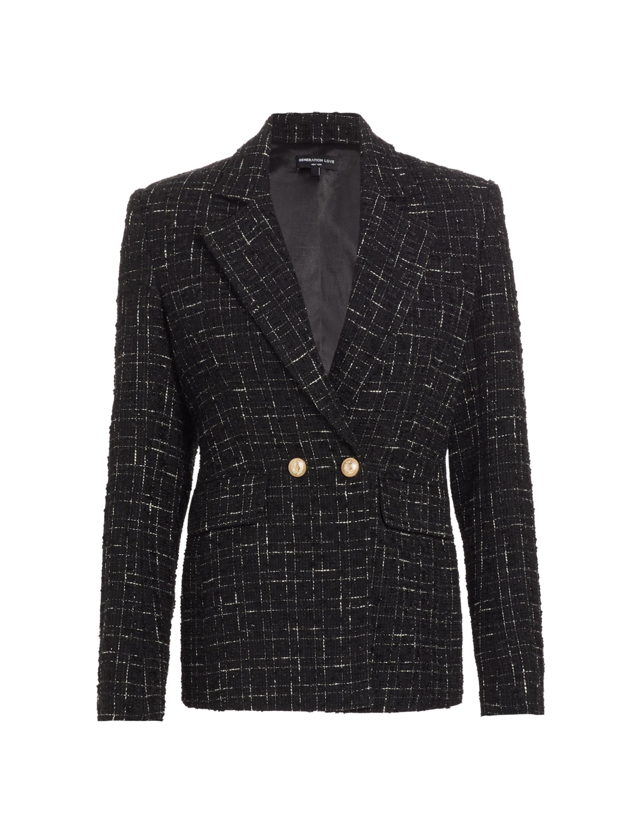 Generation Love Irene Tweed Blazer- Black/White Window