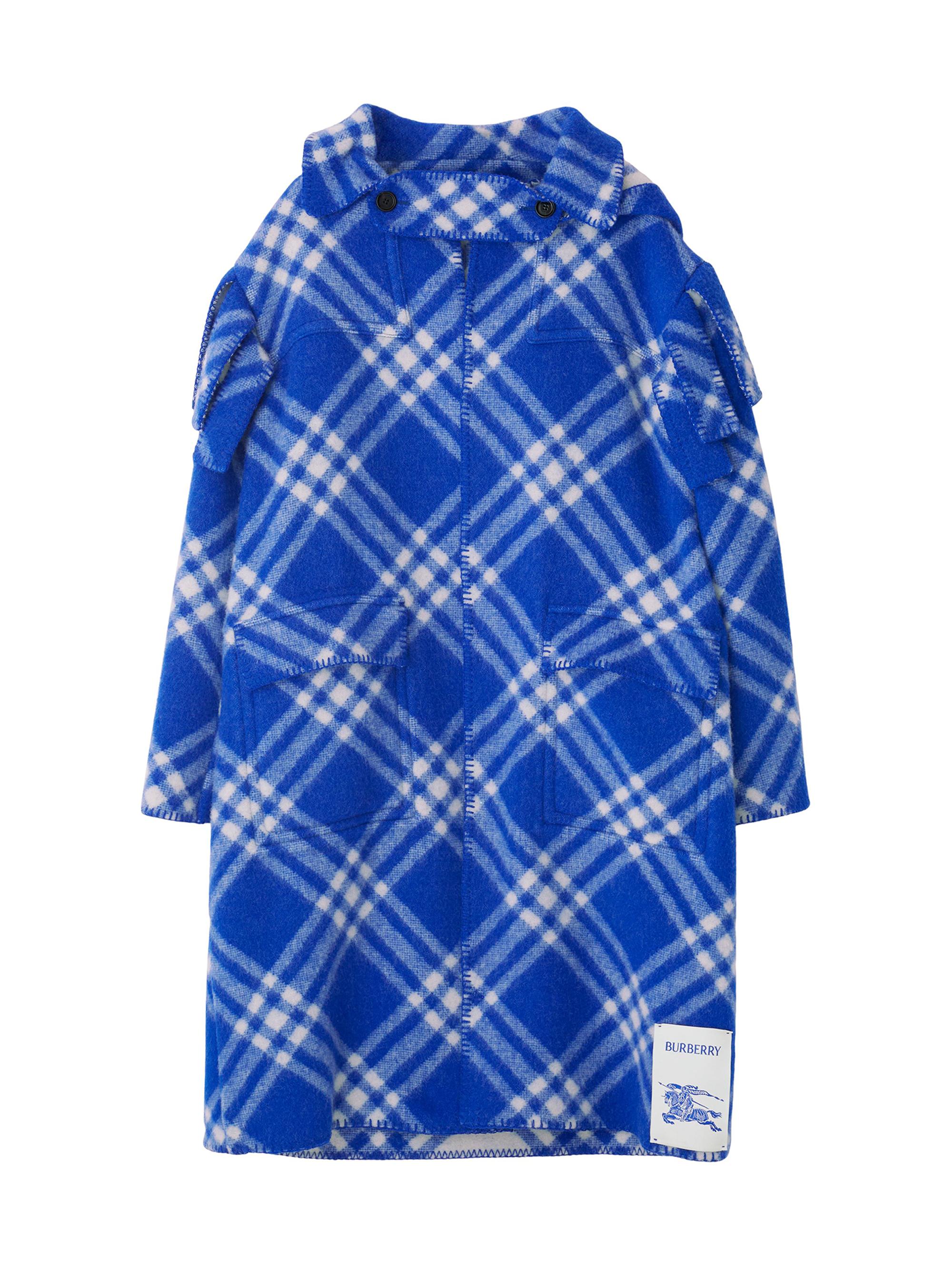 Shop Burberry Check Hooded Wool Coat | Saks Fifth Avenue