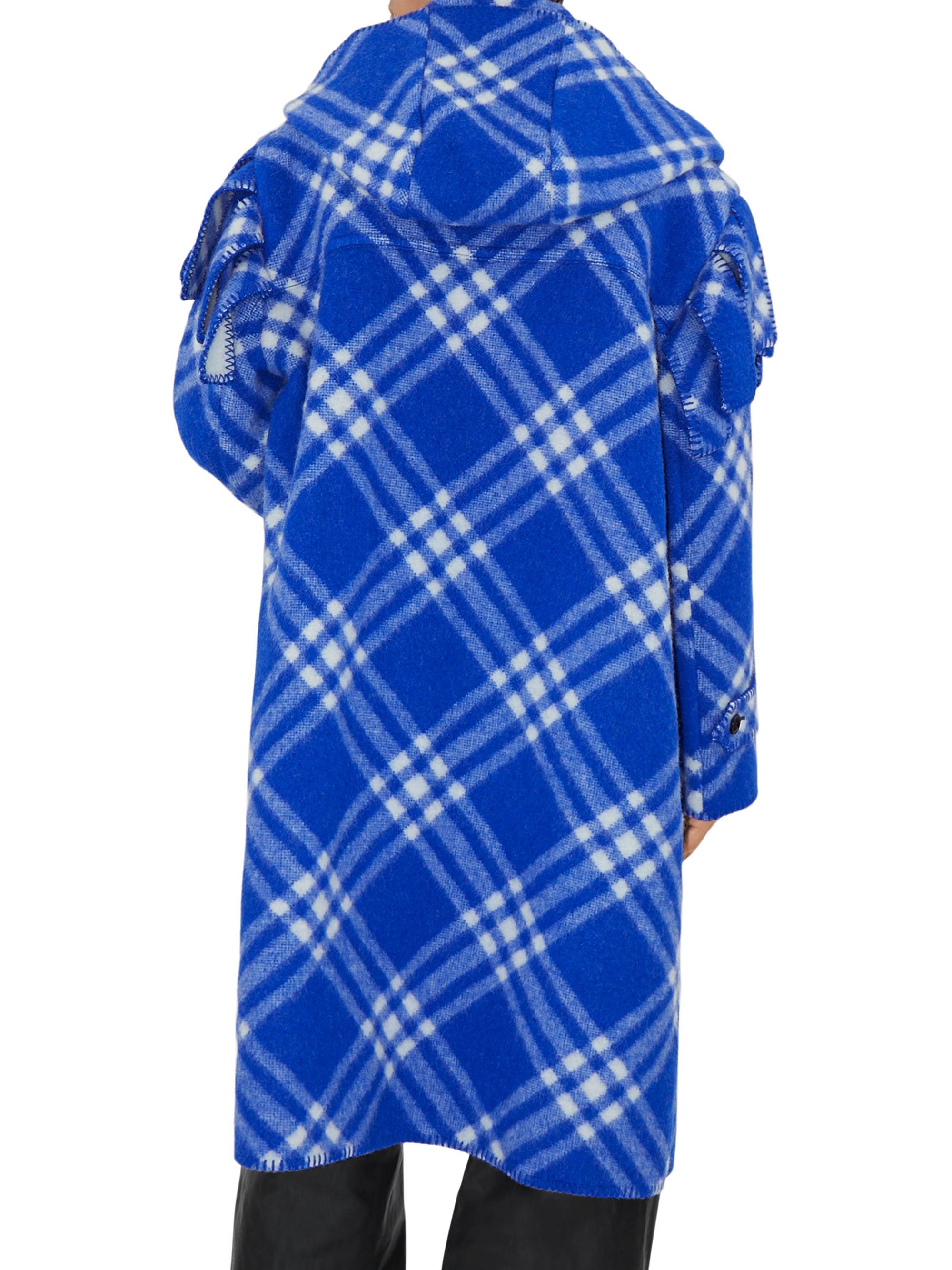 Shop Burberry Check Hooded Wool Coat | Saks Fifth Avenue