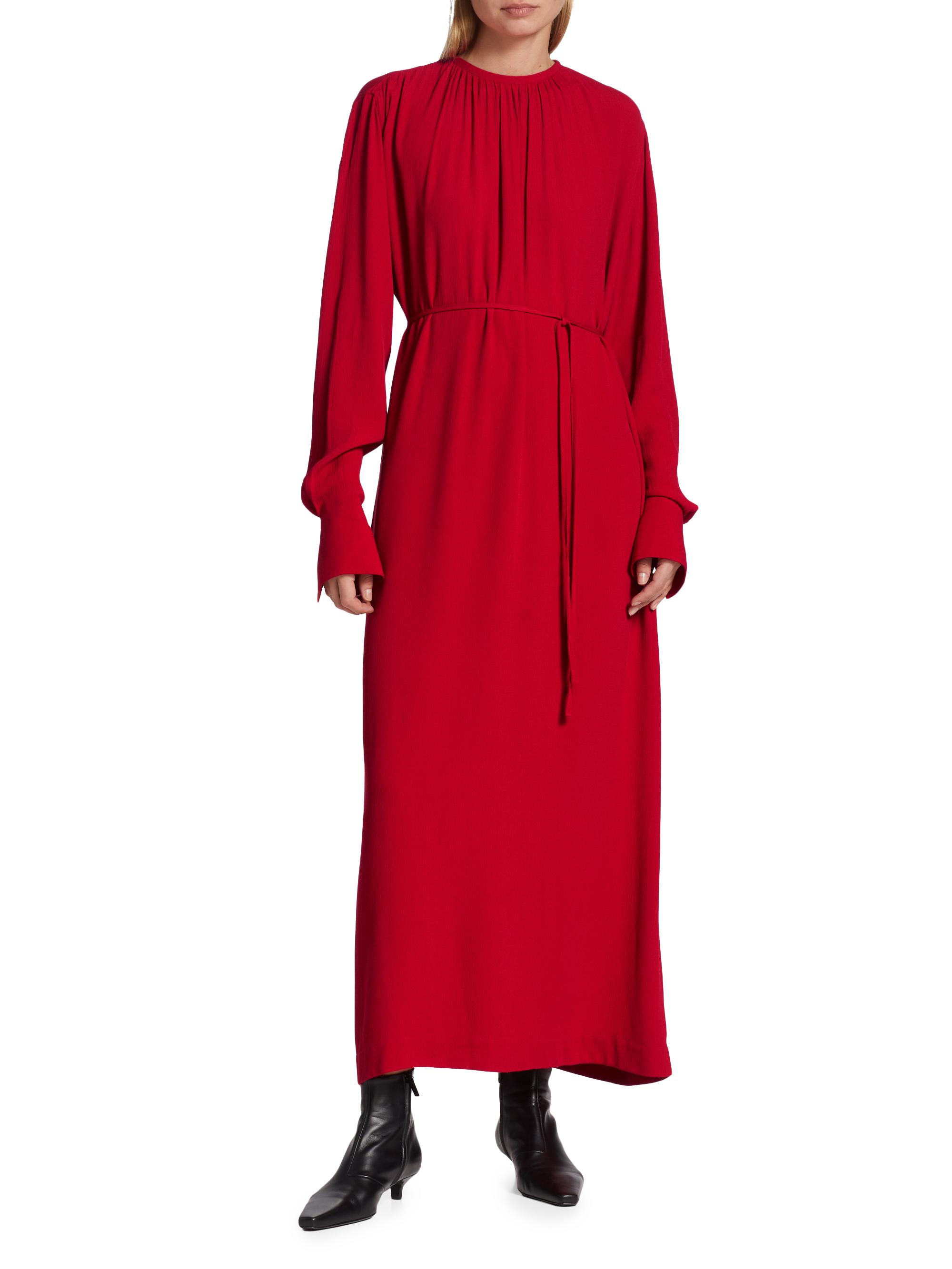 Long-Sleeve Crepe Maxi Dress