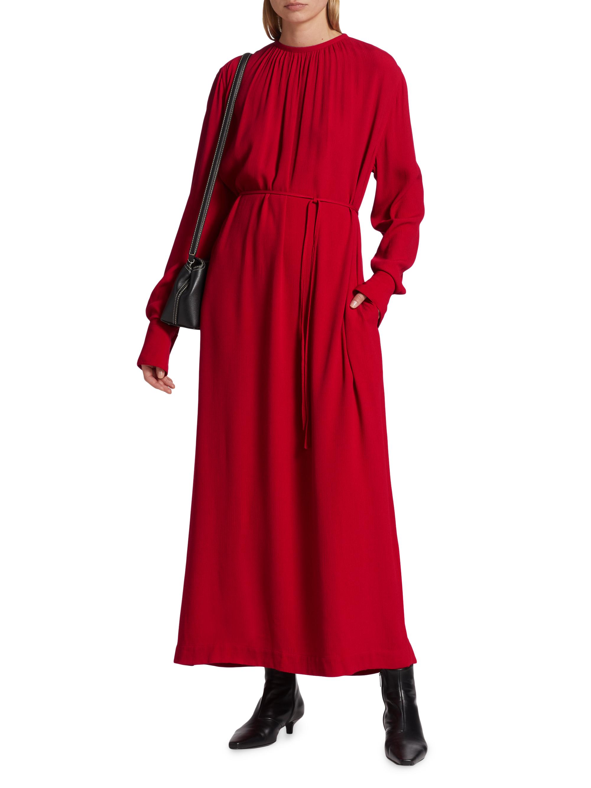 Long-Sleeve Crepe Maxi Dress