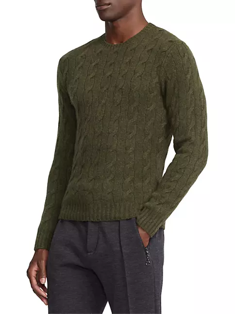 Shop Ralph Lauren Purple Label Cashmere Cable Crewneck Sweater | Saks ...