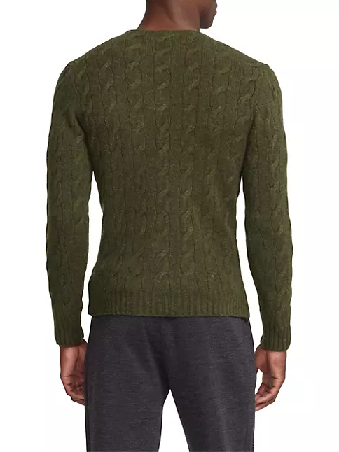 Shop Ralph Lauren Purple Label Cashmere Cable Crewneck Sweater | Saks ...
