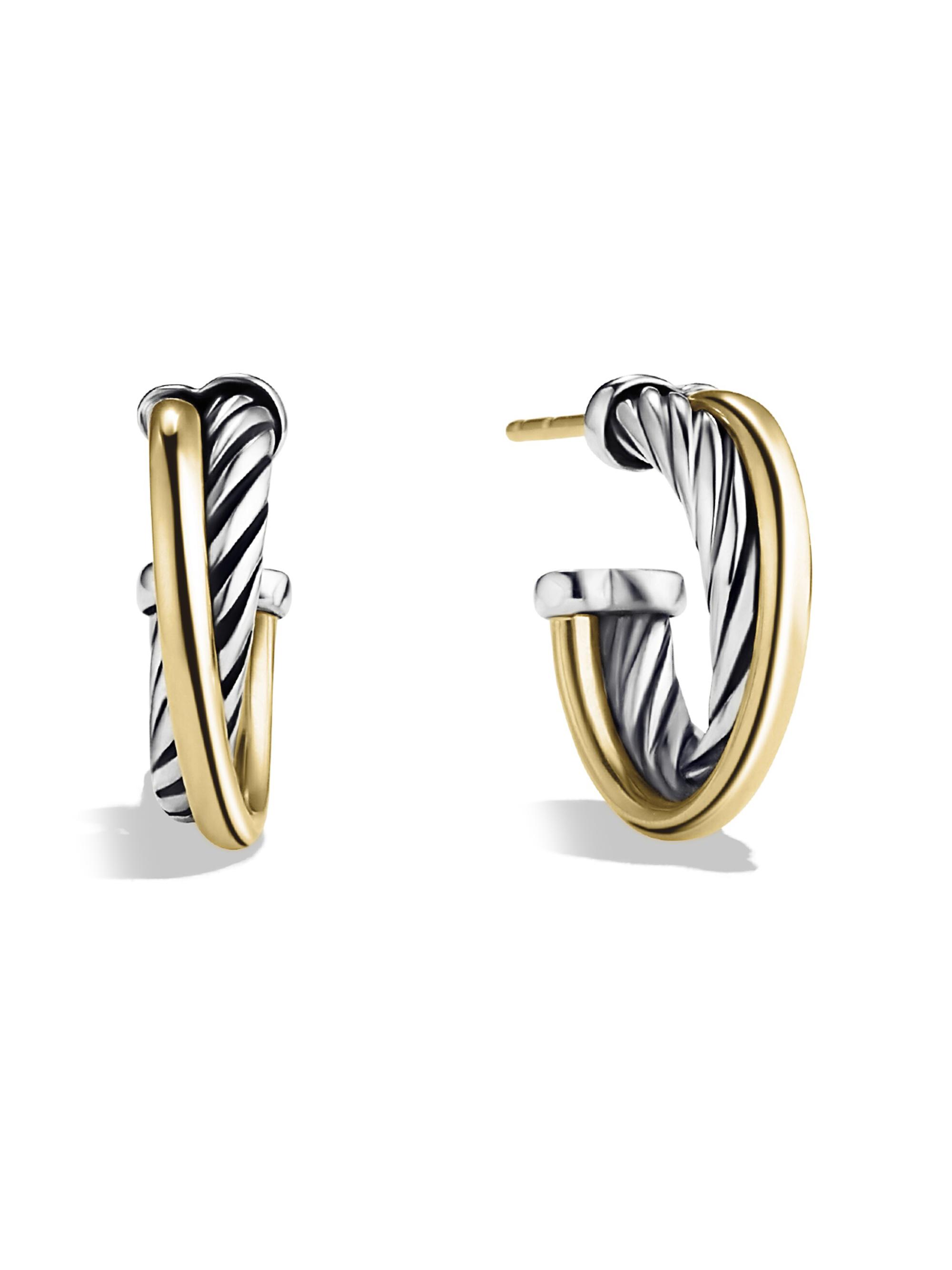 Shop David Yurman Crossover ExtraSmall Hoop Earrings with Gold Saks